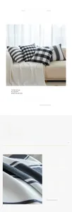 Detail of soft black and white plaid throw pillow cover featuring high-quality fabric texture