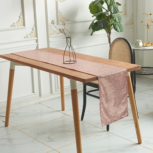 Elegant rose gold sequin table runner for wedding party and modern home dining decoration