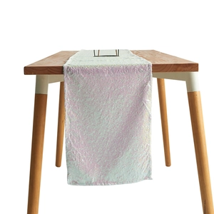 Pink white iridescent sequin table runner for elegant wedding and party decorations