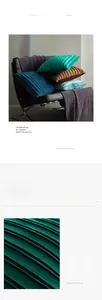 Detailed texture of velvet striped pleated cushion cover with breathable fabric