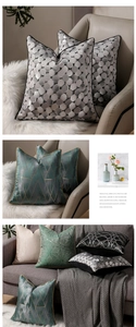 Detail of high-density jacquard pillowcase with geometric patterns and piped edges