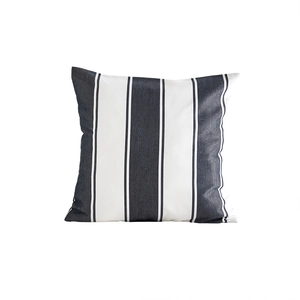 Modern square pillow case with classic navy blue and white vertical wide stripes