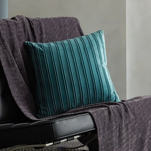 Dutch velvet striped pleated square pillow in dark green for sofa home decor