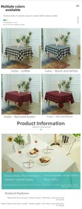 Detailed close-up showing the premium poly-cotton fabric texture of this checkered tablecloth