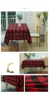 Detail of red and black checkered tablecloth fabric with premium textured weave