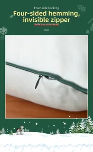 Detail of canvas pillow case with green trim, hidden zipper and four-side locking edges