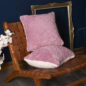 Moderner Weicher Plüsch Jacquard Kissenbezug Gestepptes Muster Quadratischer Kissenbezug Mit Sherpa Rückseite Für Sofa Bett Heimdekor