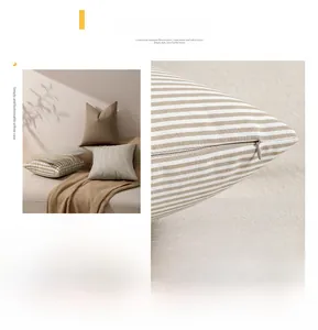 Detail of soft khaki flannel pillow cases featuring hidden zippers and assorted patterns