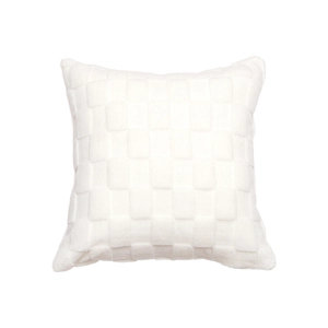 White faux fur checkerboard textured square decorative pillow case for home sofa decor