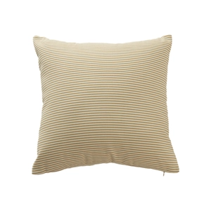 Square minimalist cream and white striped cushion cover with durable linen texture