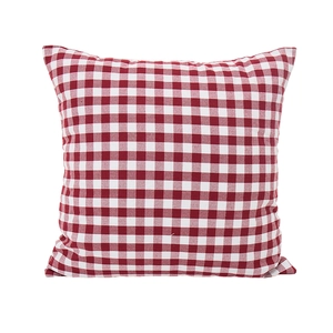 Classic red and white gingham checkered throw pillow cover for sofa decor in square shape