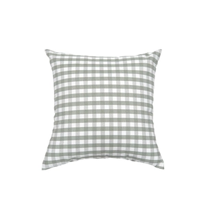 Housse de coussin carrée en toile à carreaux vichy vert et blanc pour canapé