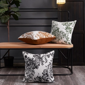 Chenille Bedrukte Boom Schaduw Decoratieve Kussensloop Vierkant Sofa Kussenhoes Voor Woonkamer Slaapkamer Minimalistisch Decor