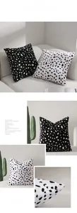 Close-up of plush dalmation pillow covers with soft texture and hidden zipper detail