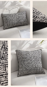 Macro detail of high-quality invisible zipper on a vintage textured woven cushion cover