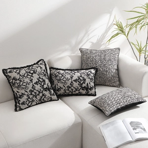 Vintage Jacquard Throw Pillow Cover Cotton Polyester Blend Fringed Edges Geometric Pattern Decorative Cushion Case For Sofa Home Decor