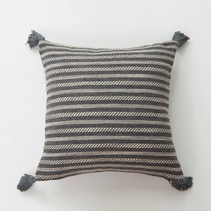 Nordic Cotton Linen Textured Cushion Cover With Tassels Plaid Striped Geometric Decorative Pillowcase For Sofa Living Room