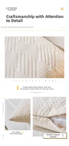 Detailed close-up of geometric embossed plush texture and hidden zipper on ivory pillow case