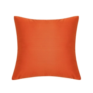 Minimalist orange square throw pillow cover with fine horizontal woven fabric texture