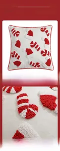 Detail des Weihnachts-Kissenbezugs mit weicher Bouclé-Stickerei und dicker Füllung