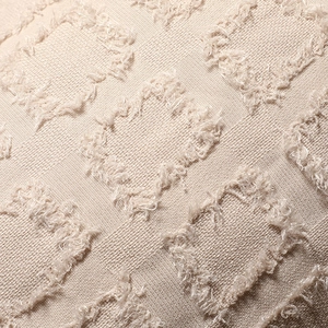 Minimalist beige polyester cotton cushion cover with tufted square pattern detail