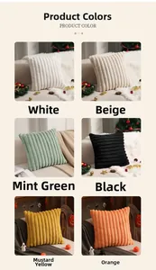 Plush faux rabbit fur pillow covers in six colors with textured vertical stripes