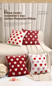 Housses de coussin cœur touffeté pour la Saint-Valentin sur un canapé douillet