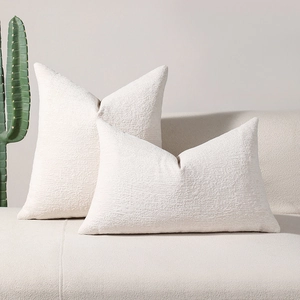 3D Relief Chenille Jacquard Pillow Cover French Cream Style Decorative Cushion Case For Sofa Living Room Geometric Pattern