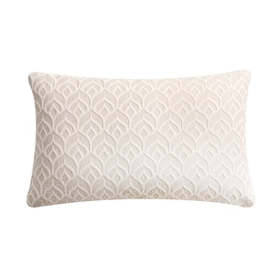French cream chenille jacquard rectangular pillow cover with embossed floral pattern