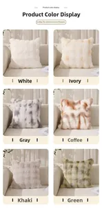Color options of soft faux rabbit fur throw pillow covers for sofa decor