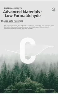 Eco-friendly PVC tablecloth material detail showing anti-stain and low formaldehyde features