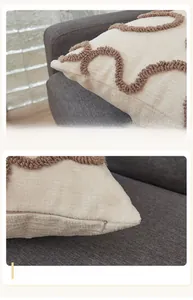 Close-up of invisible zipper and soft jacquard texture on the oatmeal fleece pillow cover