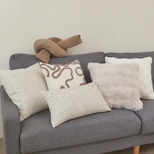 Modern Minimalist Tufted Striped Pillow Cover Faux Lamb Wool Geometric Cushion Case For Sofa Living Room Home Decor