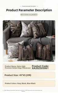 Gros plan de housses de coussin luxe 45x45cm avec passepoil et tissu haute densité