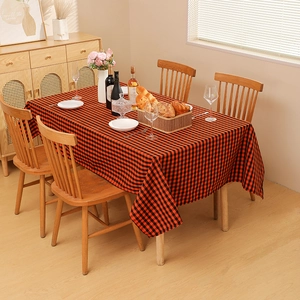 Modern Simple Checkered Tablecloth Waterproof Oilproof Rectangular Polyester Desk Mat For Kitchen Dining Room Home Decor