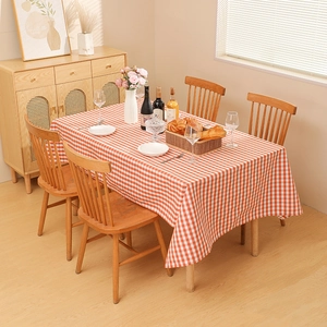 Modern red and white checkered waterproof tablecloth for rectangular dining tables