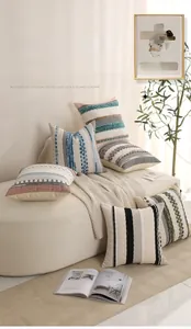 Cozy home setting with tufted bohemian throw pillow covers on a soft sofa