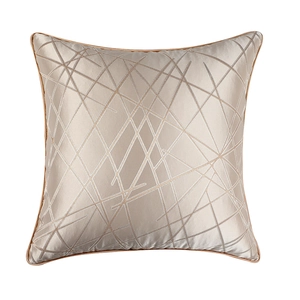 Housse de coussin géométrique or champagne avec texture satinée et passepoil