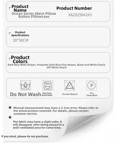 Detailed size guide and care instructions for 30x50cm nautical lumbar pillow covers