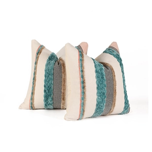 Tufted woven pillow covers with boho geometric stripes for minimalist home sofa decor