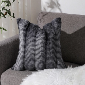 Fodera per Cuscino Moderna in Peluche a Righe Decorativa in Pelliccia Sintetica Texturizzata per Divano Soggiorno Casa Arredamento