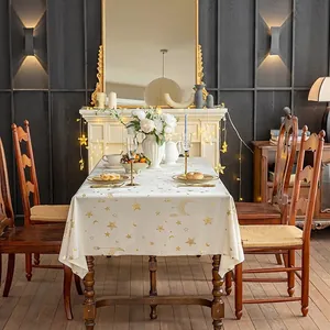 Luxury Starry Moon Gold Stamping Velvet Tablecloth Nordic Minimalist Rectangular Dining Table Cover For Home Party Decor