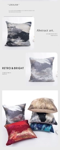 Detailed macro view of abstract oil painting texture on high-quality cotton pillowcase