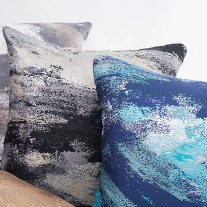 Modern abstract oil painting style cotton pillow covers with colorful textured fabrics