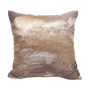 Modern square cotton pillowcase featuring earth tone abstract pattern on white background