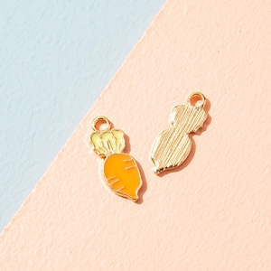Cute carrot enamel alloy pendants for handmade DIY necklaces and bracelets accessories