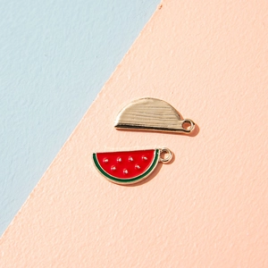DIY colorful watermelon fruit charms with enamel finish for handmade jewelry making