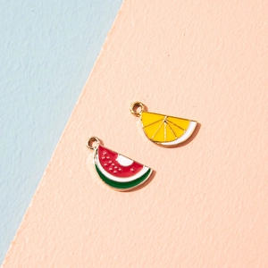 Summer fruit alloy pendant charms featuring watermelon and lemon slices for DIY jewelry