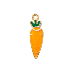 Cute cartoon carrot alloy enamel pendant with golden finish for DIY jewelry making
