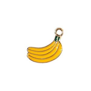 Pendentif banane en alliage avec émail jaune et vert pour création de bijoux